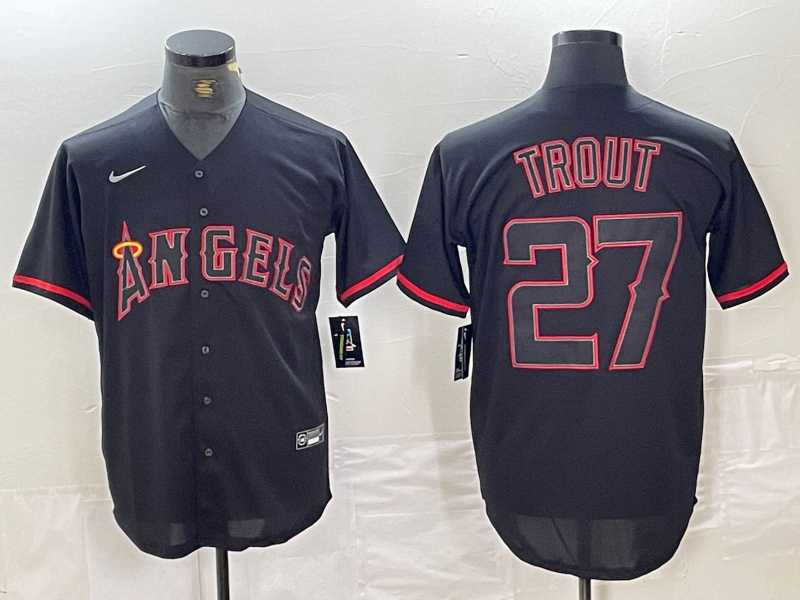 Men's Los Angeles Angels #27 Mike Trout Lights Out Black Fashion Cool base Nike Jersey,We sell and wholesale Men's Los Angeles Angels #27 Mike Trout Lights Out Black Fashion Cool base Nike Jersey on line form chian!